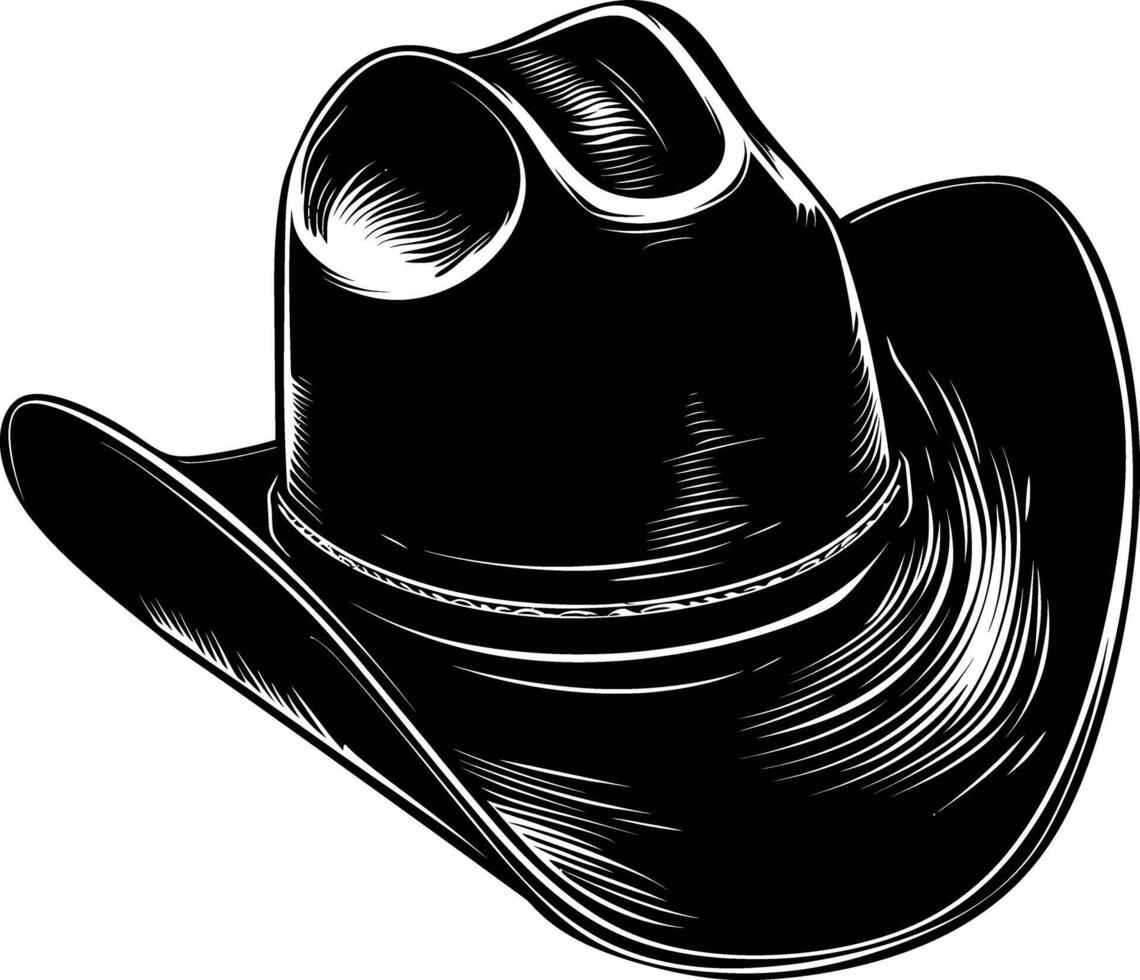 AI generated Silhouette cowboy hat black color only vector