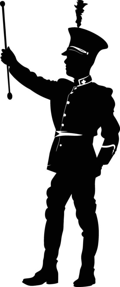 AI generated Silhouette drum major with mace in perform marching band leader vector