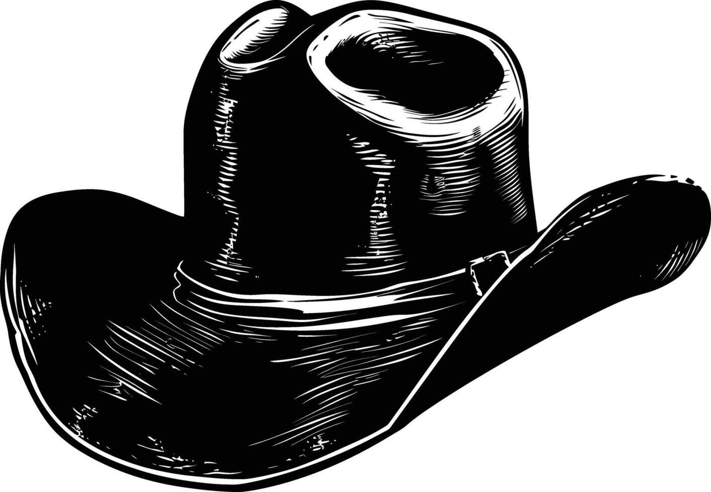ai generado silueta vaquero sombrero negro color solamente vector