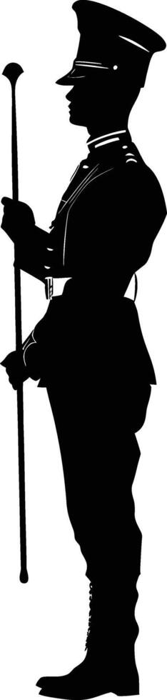 AI generated Silhouette drum major with mace in perform marching band leader vector