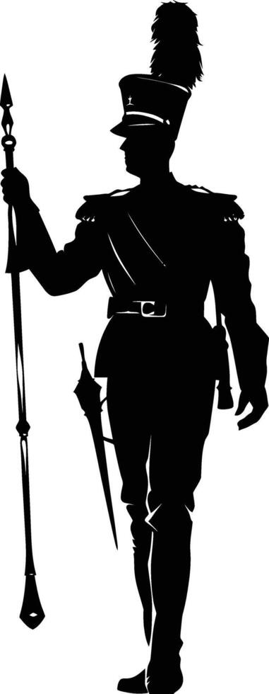 AI generated Silhouette drum major with mace in perform marching band leader vector