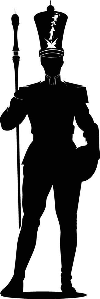 AI generated Silhouette drum major with mace in perform marching band leader vector