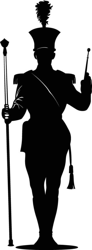 AI generated Silhouette drum major with mace in perform marching band leader vector