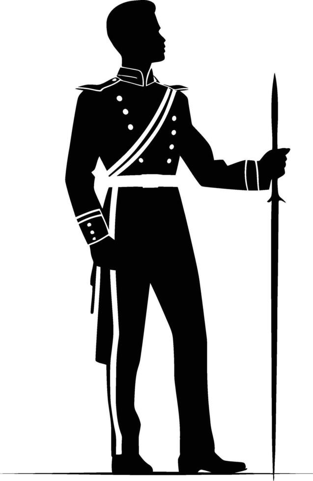 AI generated Silhouette drum major with mace in perform marching band leader vector