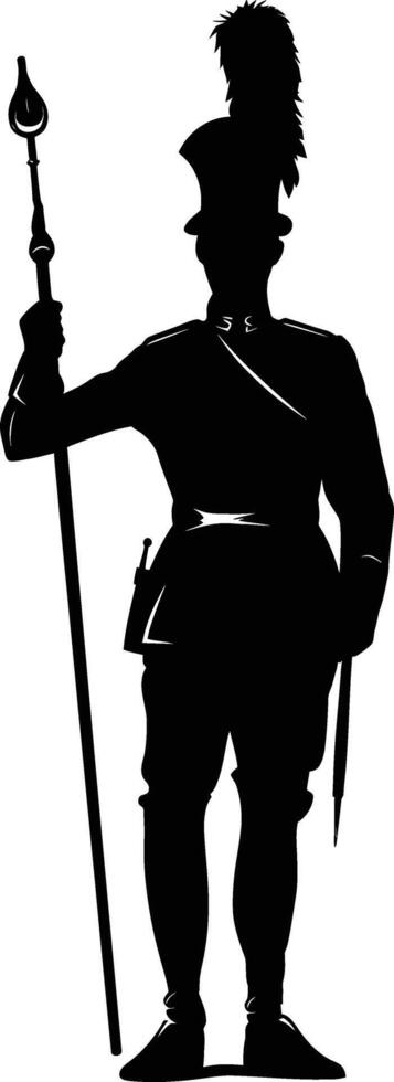 AI generated Silhouette drum major with mace in perform marching band leader vector