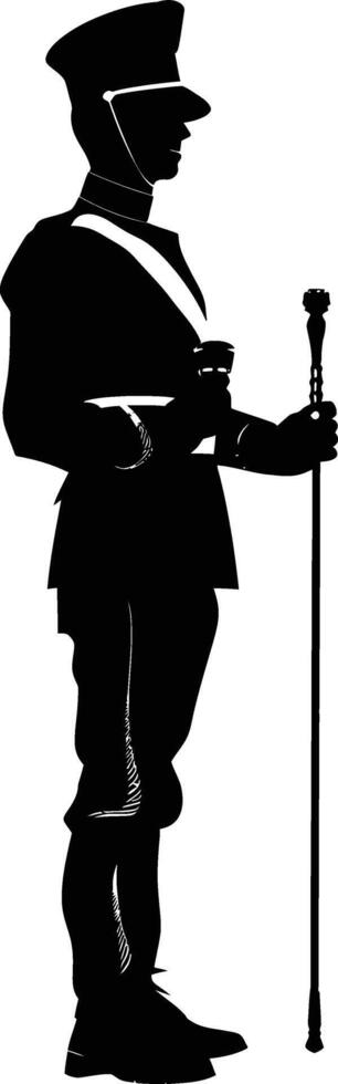 AI generated Silhouette drum major with mace in perform marching band leader vector