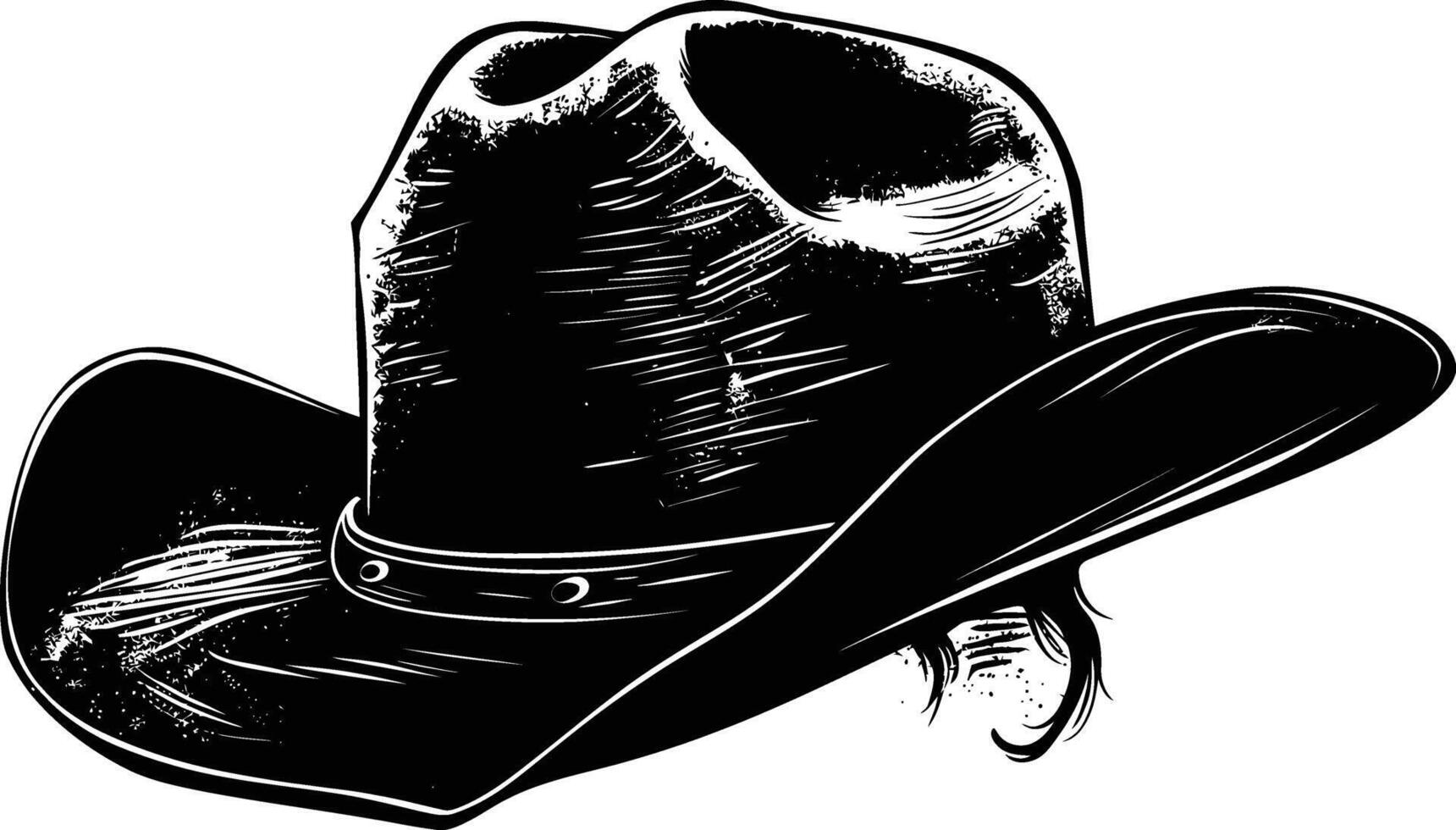 ai generado silueta vaquero sombrero negro color solamente vector