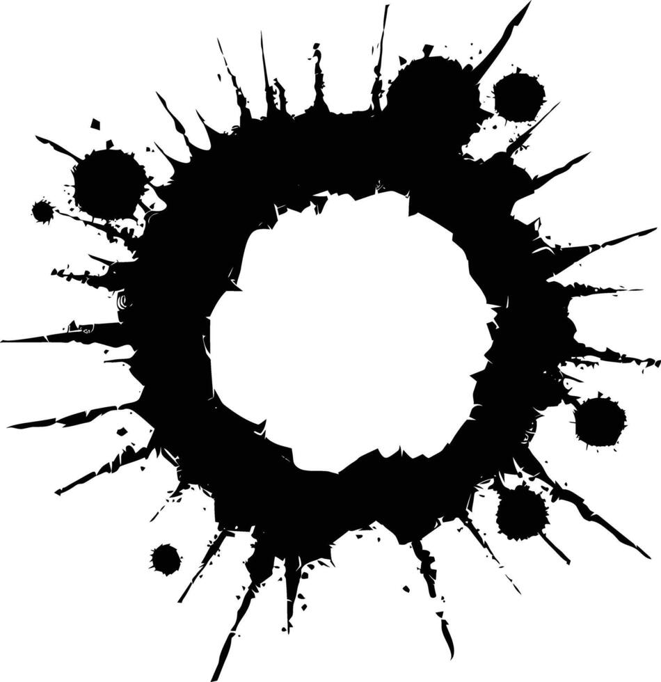 AI generated Silhouette bullet hole in metal material black color only vector