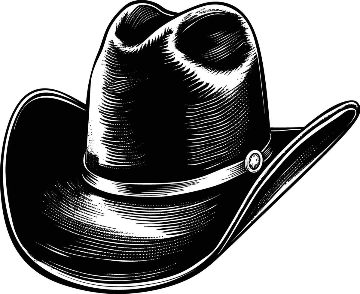 ai generado silueta vaquero sombrero negro color solamente vector