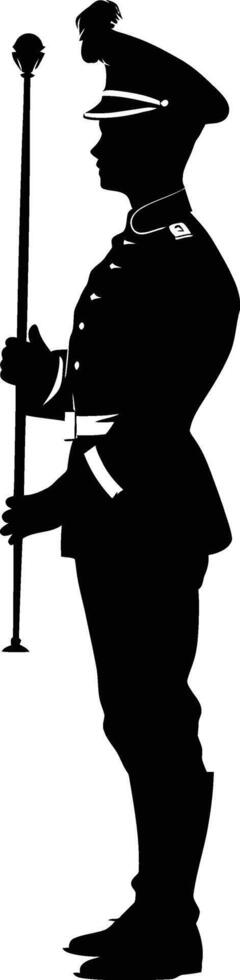 AI generated Silhouette drum major with mace in perform marching band leader vector