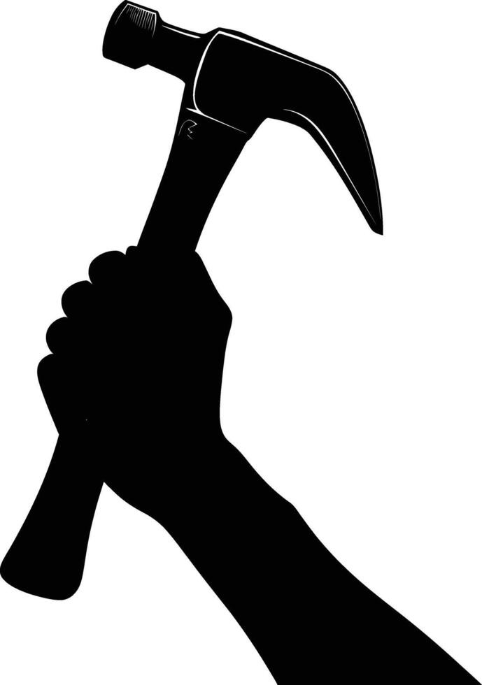 AI generated Silhouette hand holding hammer for construction or labor day celebration logo symbol vector