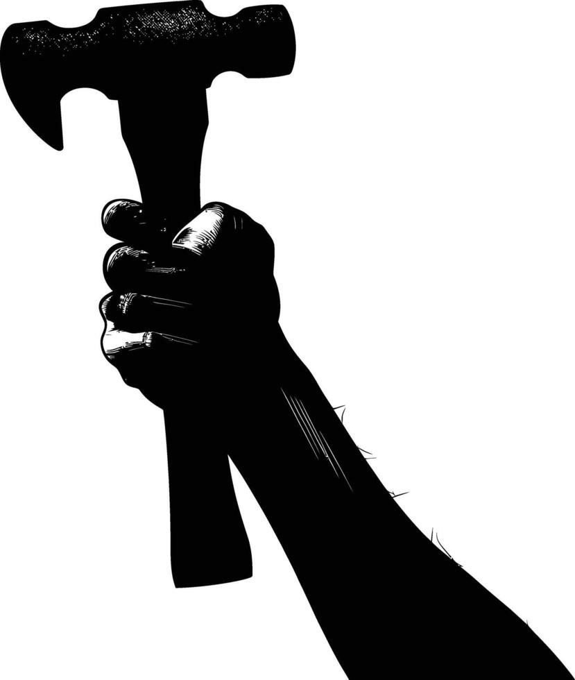 AI generated Silhouette hand holding hammer for construction or labor day celebration logo symbol vector