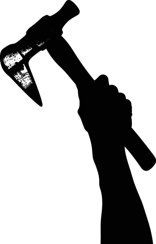 AI generated Silhouette hand holding hammer for construction or labor day celebration logo symbol vector