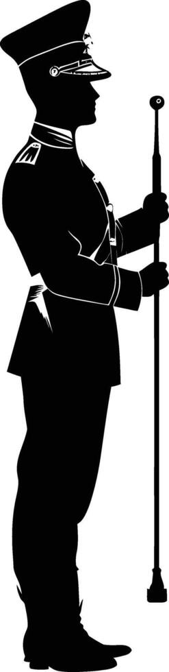 AI generated Silhouette drum major with mace in perform marching band leader vector