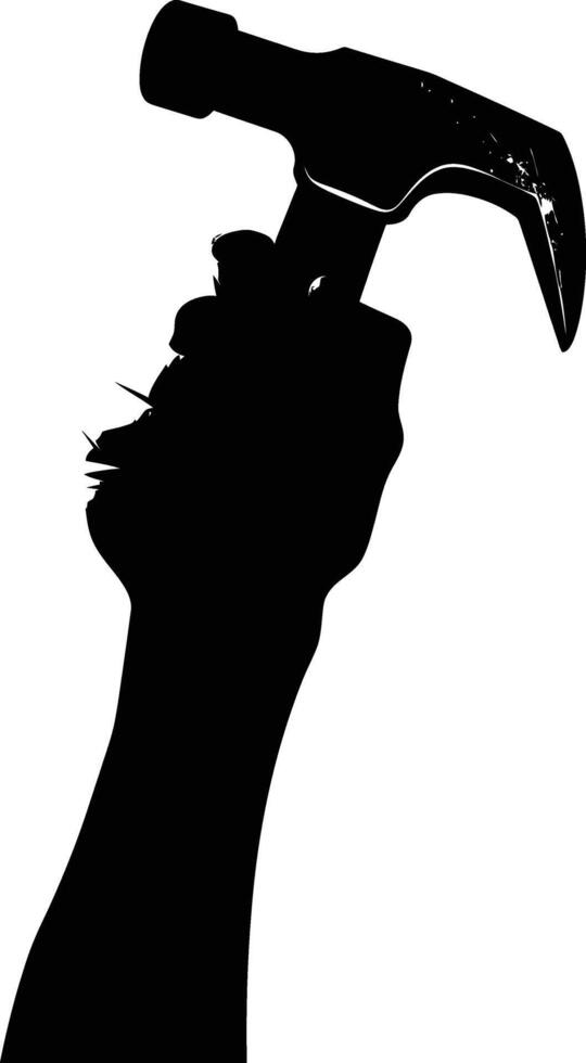 AI generated Silhouette hand holding hammer for construction or labor day celebration logo symbol vector