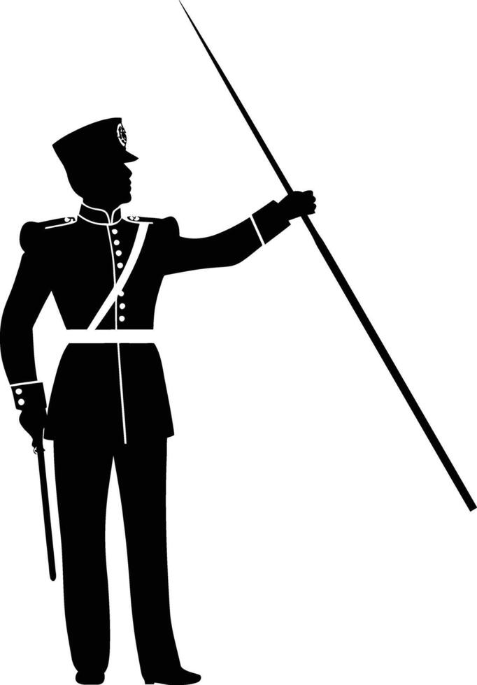 AI generated Silhouette drum major with mace in perform marching band leader vector