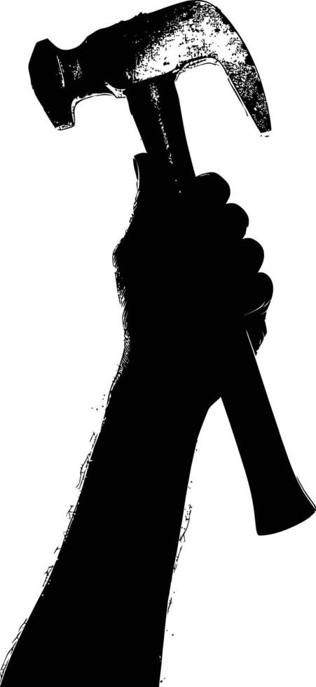 AI generated Silhouette hand holding hammer for construction or labor day celebration logo symbol vector