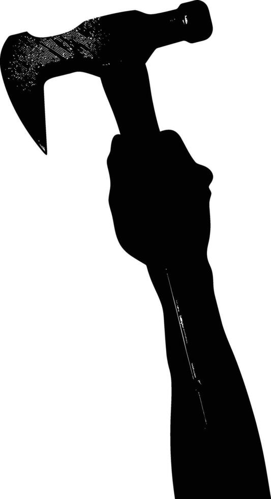 AI generated Silhouette hand holding hammer for construction or labor day celebration logo symbol vector