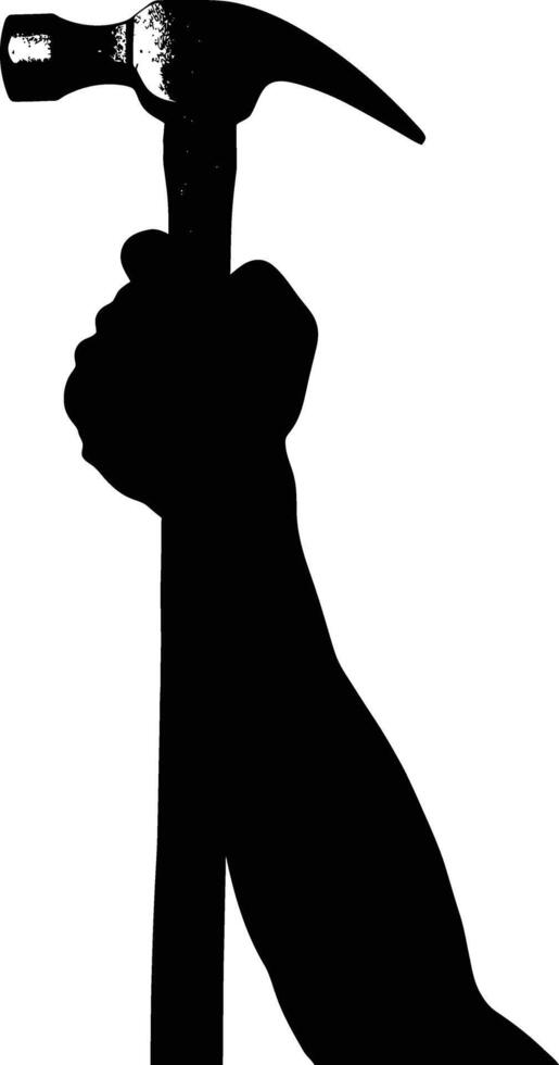 AI generated Silhouette hand holding hammer for construction or labor day celebration logo symbol vector