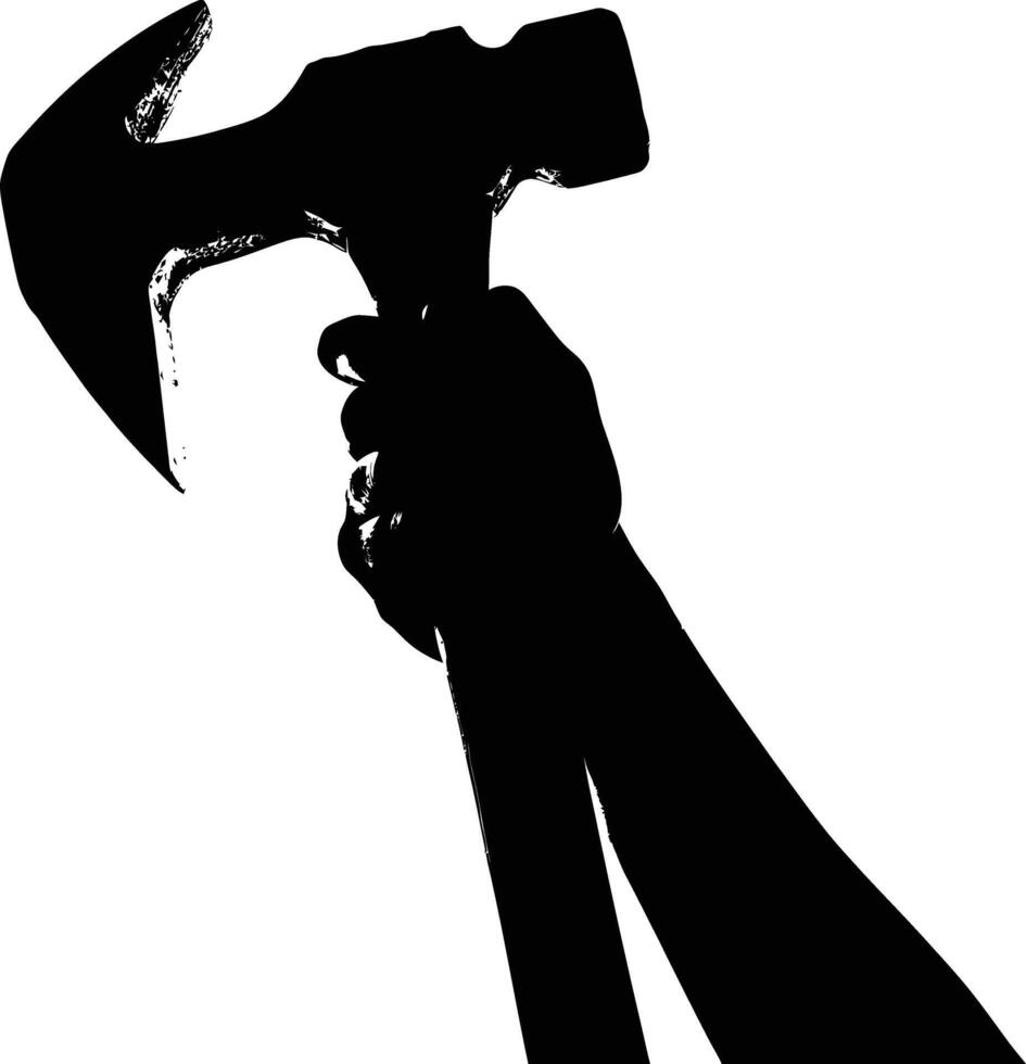 AI generated Silhouette hand holding hammer for construction or labor day celebration logo symbol vector