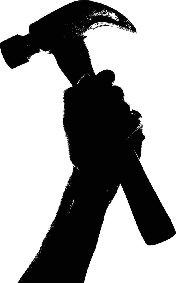 AI generated Silhouette hand holding hammer for construction or labor day celebration logo symbol vector
