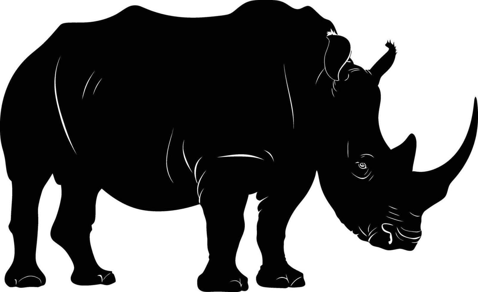 AI generated Silhouette rhinoceros animal black color only full body vector
