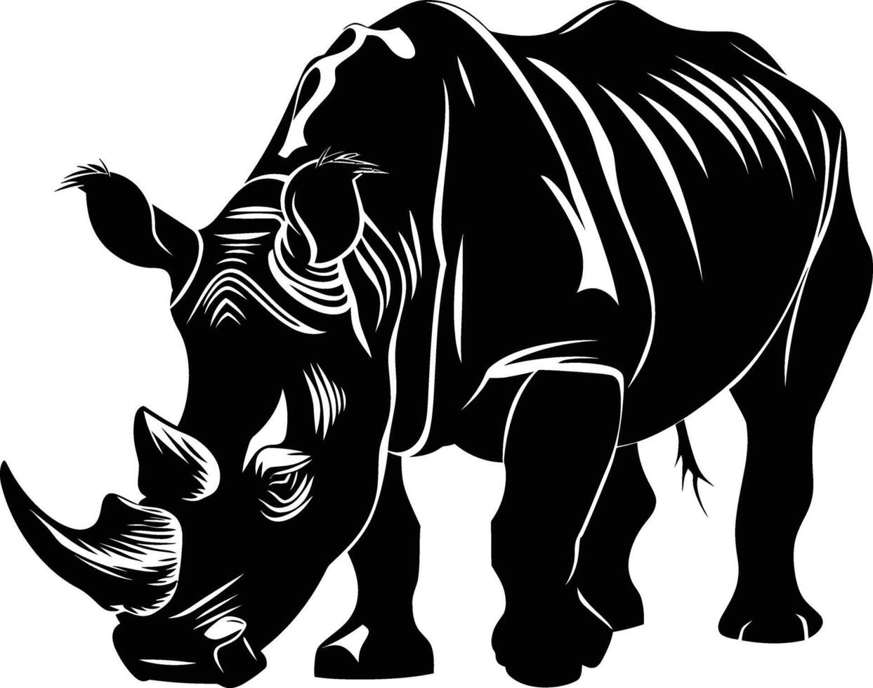 AI generated Silhouette rhinoceros animal black color only full body vector