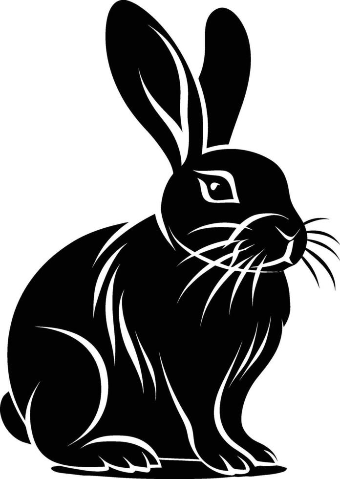 ai generado silueta Conejo o conejito animal negro color solamente vector