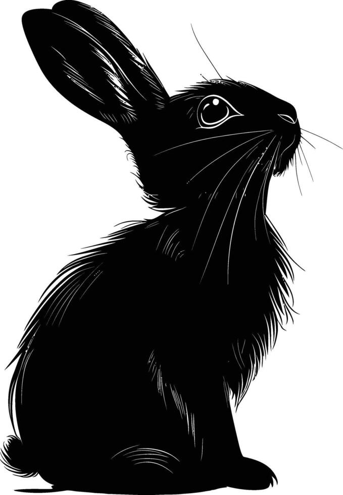 AI generated Silhouette rabbit or bunny animal black color only vector