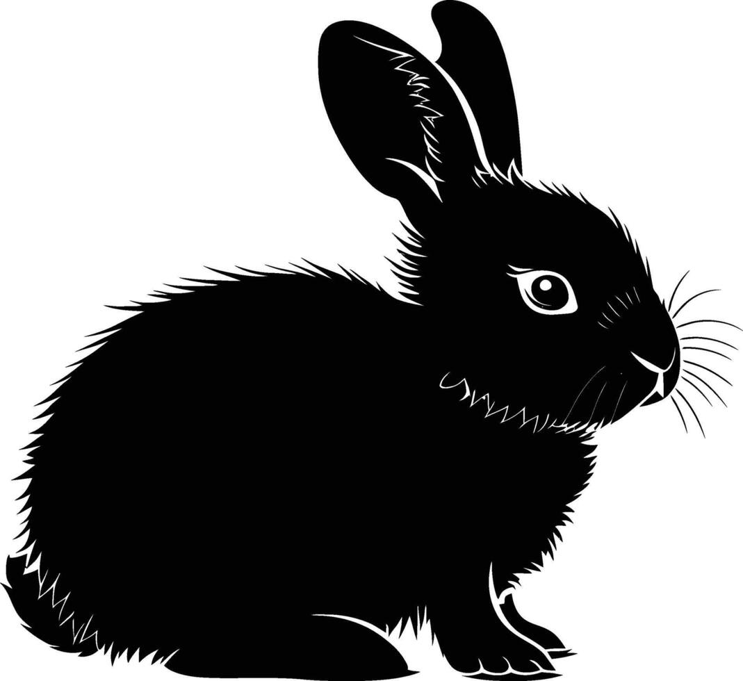 AI generated Silhouette rabbit or bunny animal black color only vector