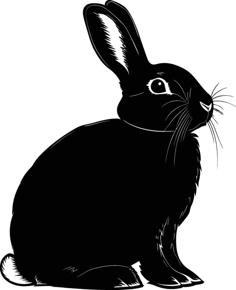 AI generated Silhouette rabbit or bunny animal black color only vector