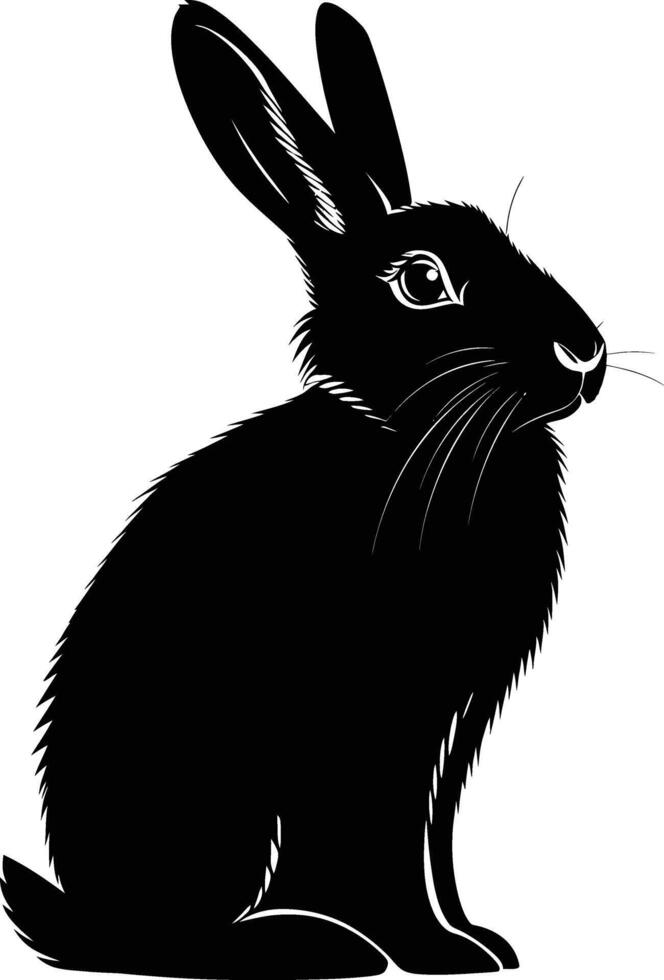 AI generated Silhouette rabbit or bunny animal black color only vector