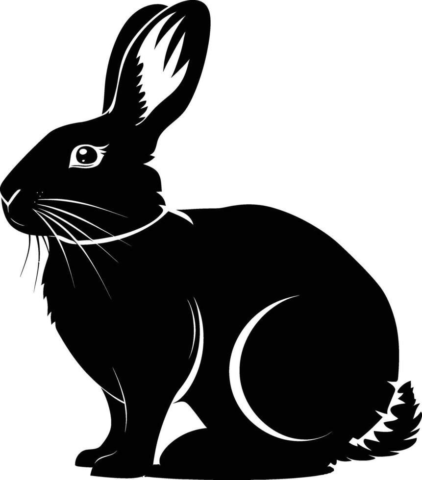 AI generated Silhouette rabbit or bunny animal black color only vector