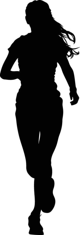 AI generated Silhouette woman running for sport black color only vector