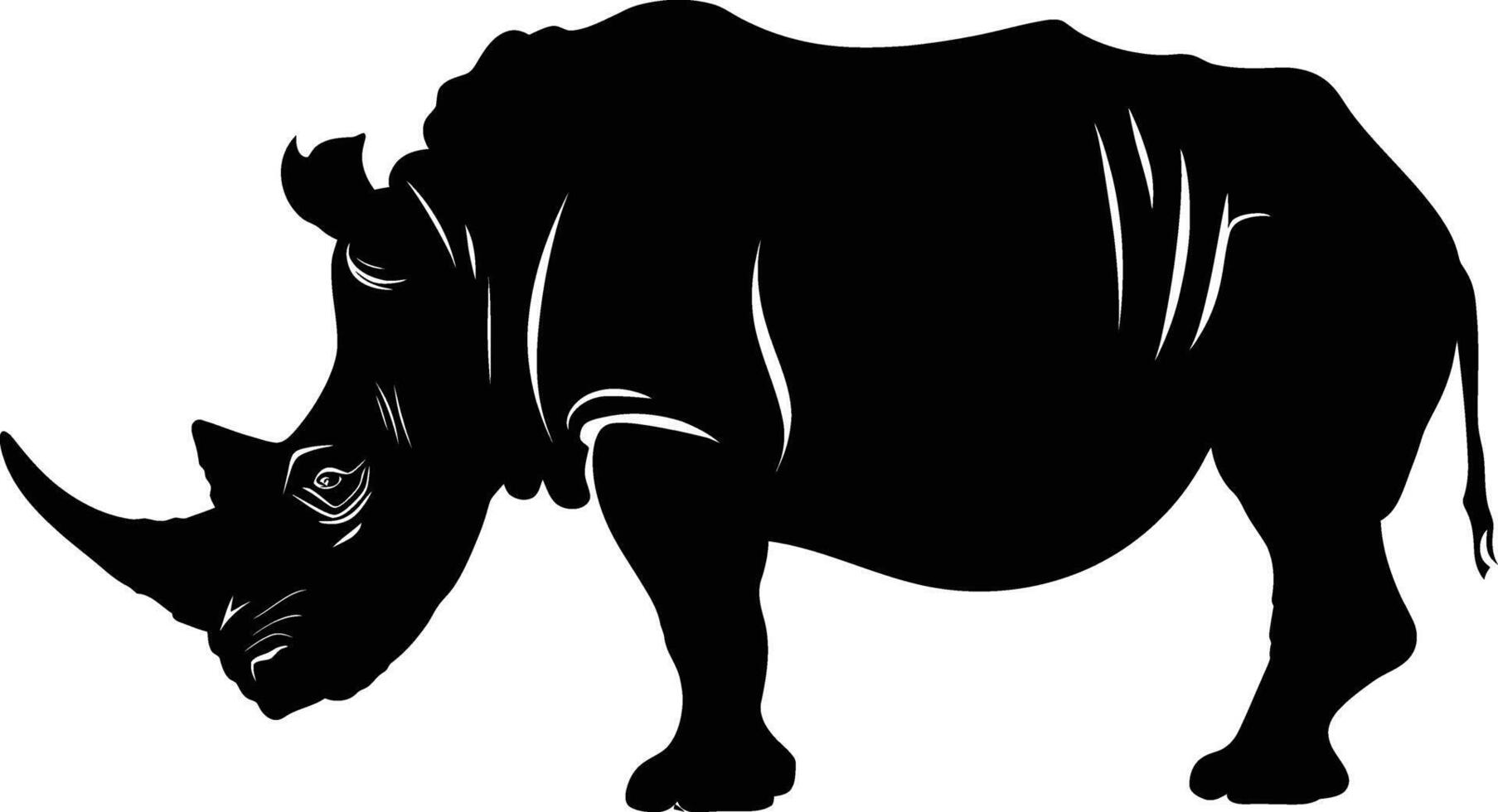 AI generated Silhouette rhinoceros animal black color only full body vector