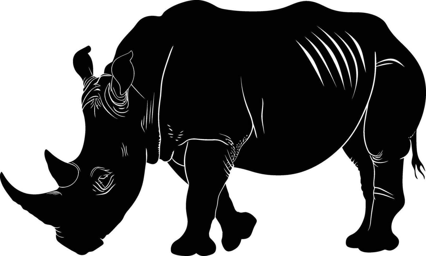 AI generated Silhouette rhinoceros animal black color only full body vector