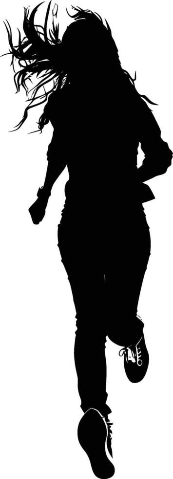 AI generated Silhouette woman running for sport black color only vector