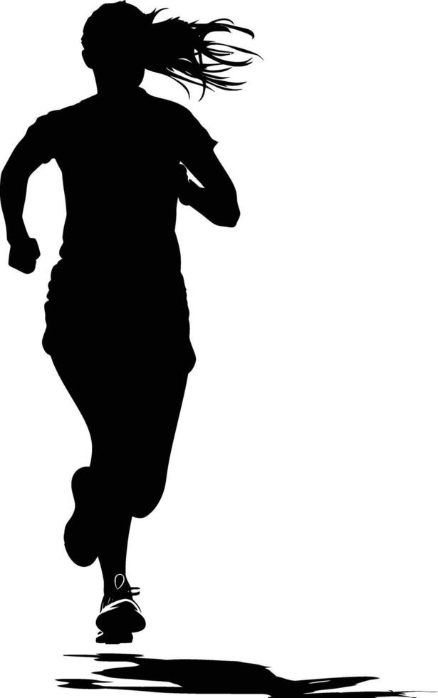 AI generated Silhouette woman running for sport black color only vector