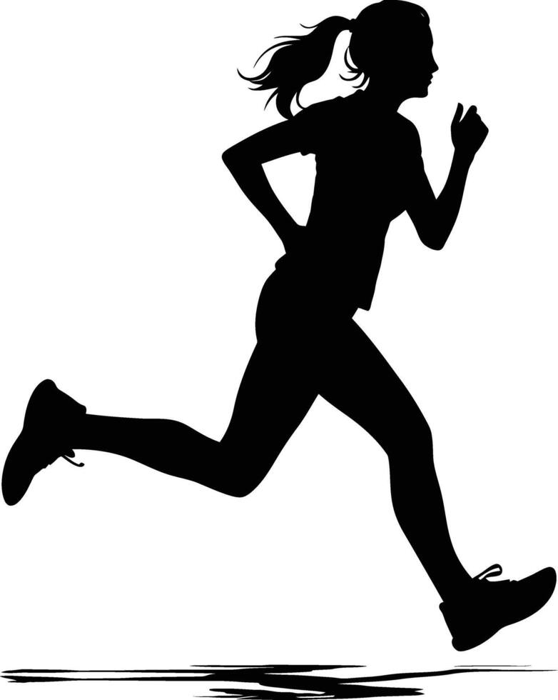 ai generado silueta mujer corriendo para deporte negro color solamente vector