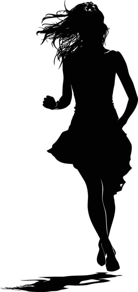 AI generated Silhouette woman running for sport black color only vector