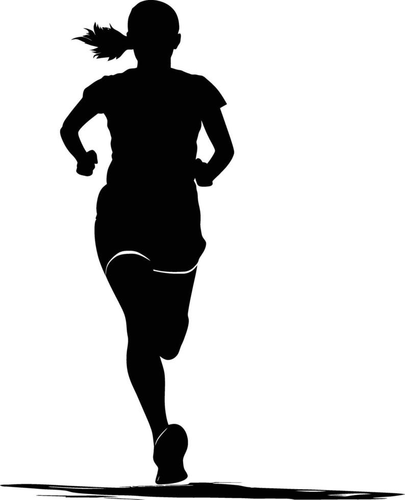 AI generated Silhouette woman running for sport black color only vector