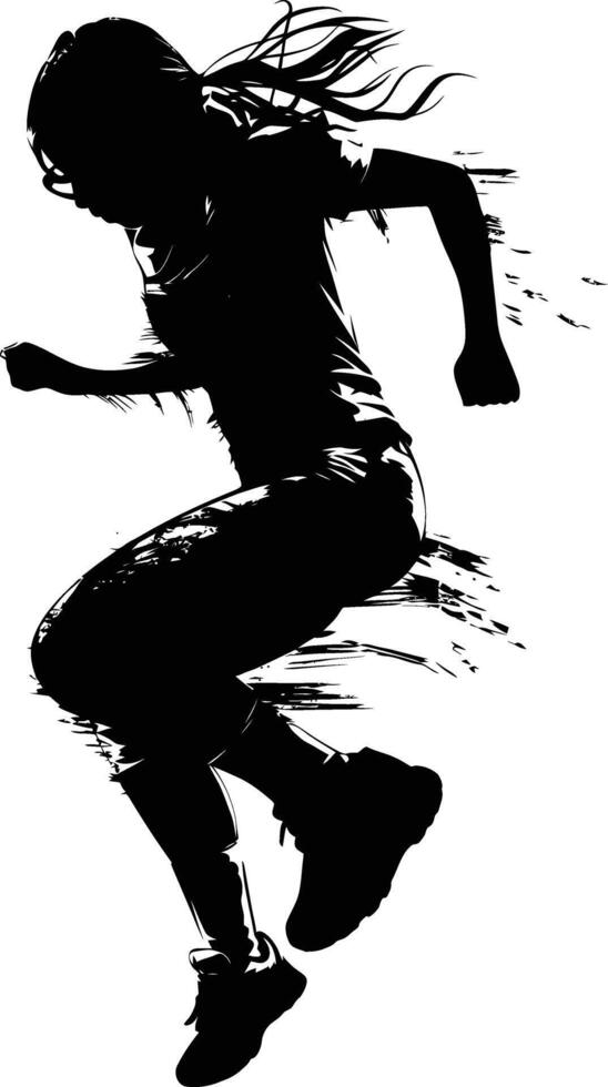 AI generated Silhouette woman running for sport black color only vector