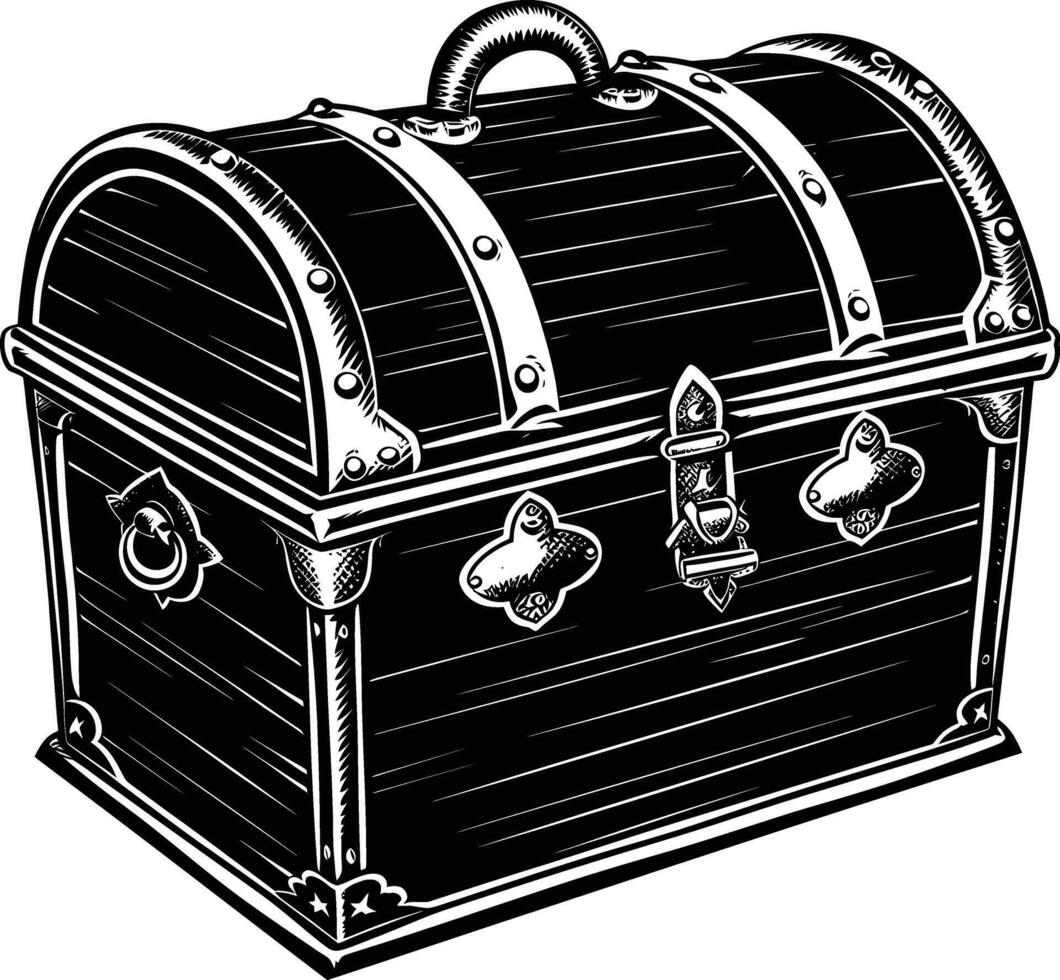 AI generated Silhouette Treasure Chest black color only vector