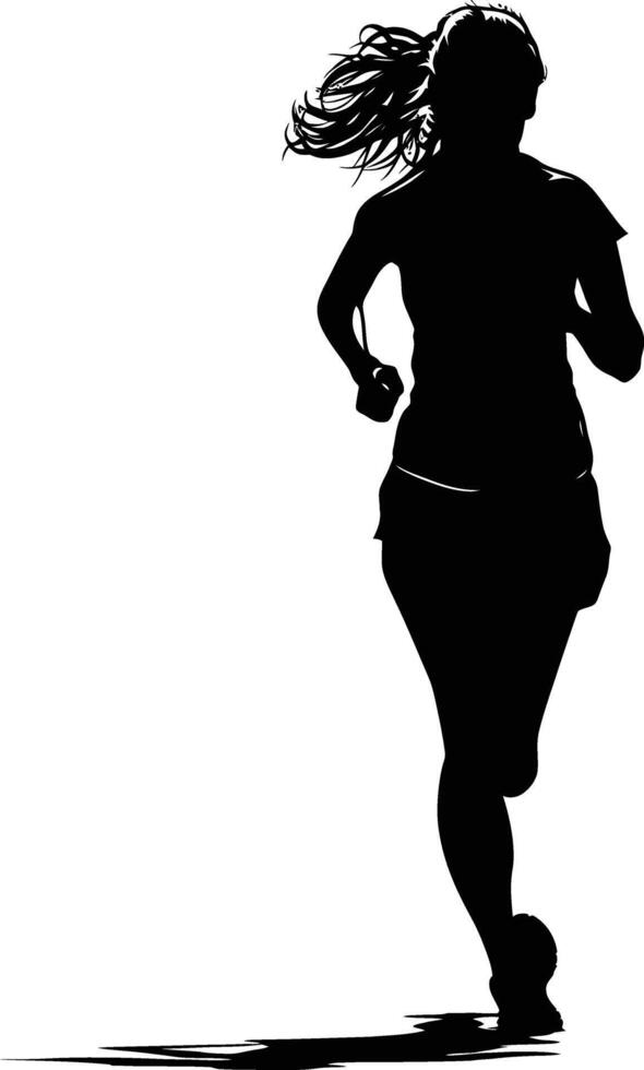 AI generated Silhouette woman running for sport black color only vector