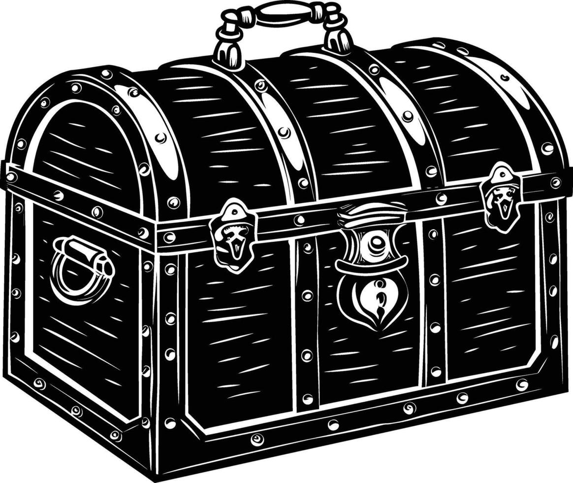 AI generated Silhouette Treasure Chest black color only vector