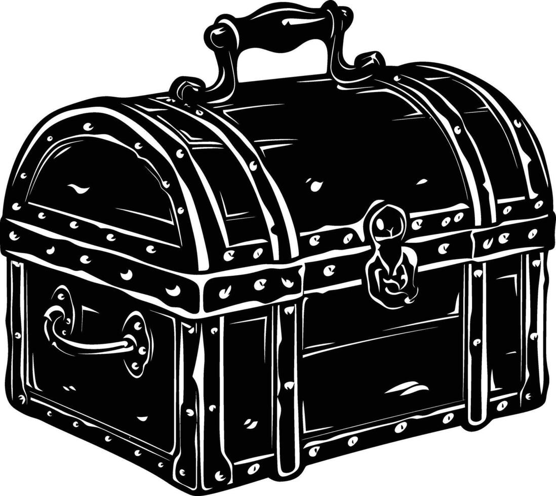 AI generated Silhouette Treasure Chest black color only vector