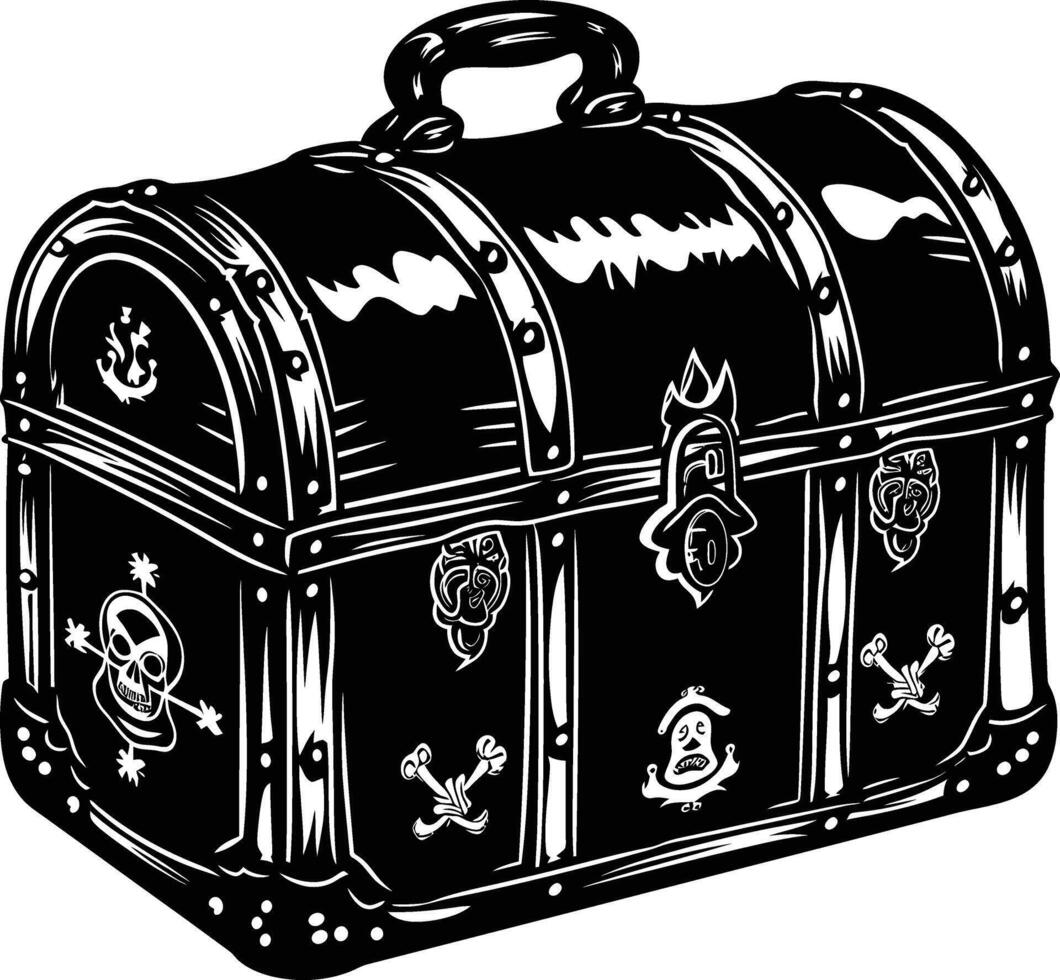 AI generated Silhouette Treasure Chest black color only vector