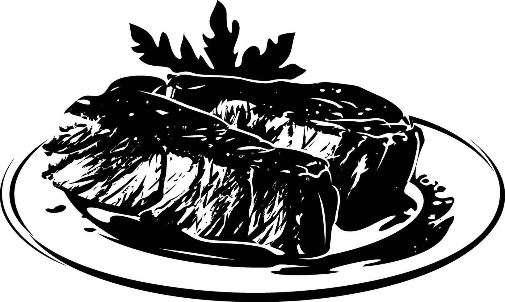 AI generated Silhouette steak food black color only vector