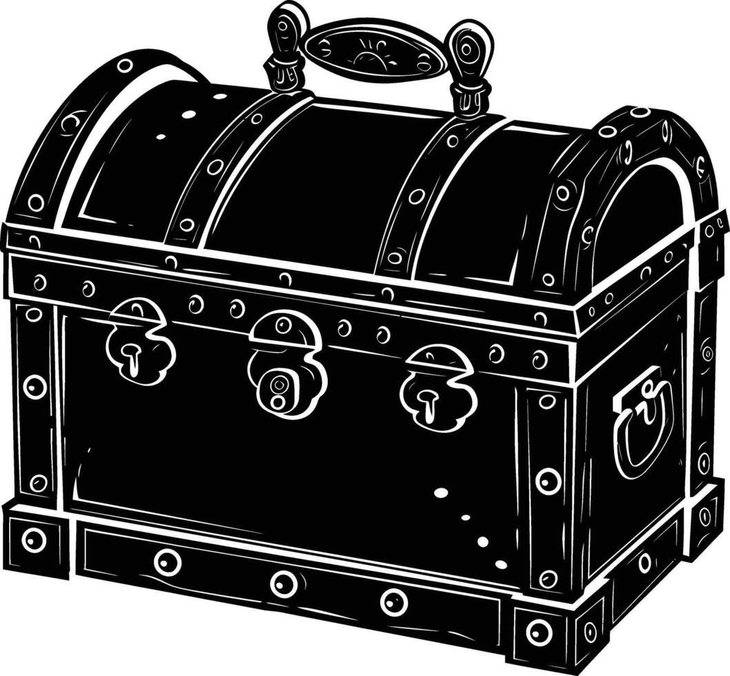 AI generated Silhouette Treasure Chest black color only vector