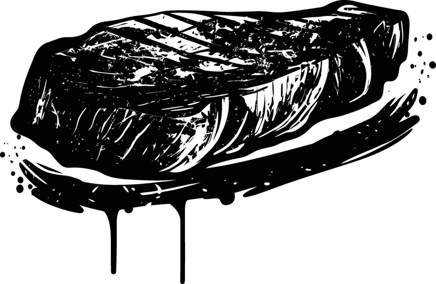 AI generated Silhouette steak food black color only vector